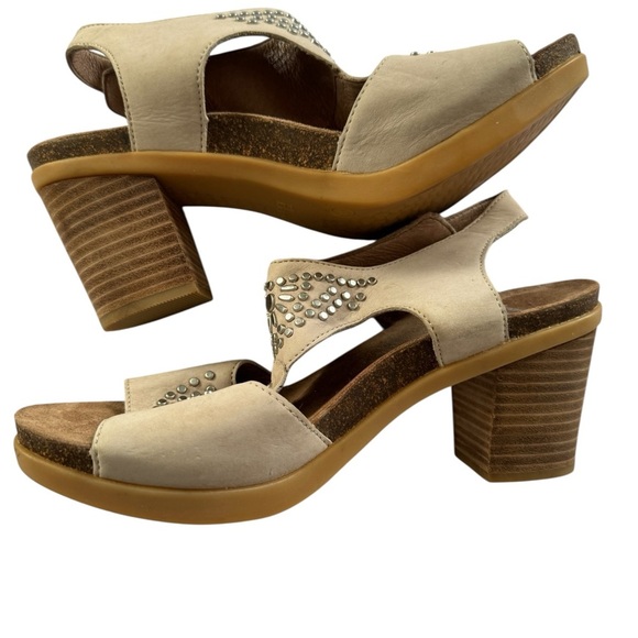 Dansko Deandra Studded Leather Block Heel Sandals in Tan Size 7.5 US/ 38 EU - Picture 3 of 12